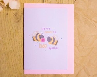 Tarjeta de San Valentín A6 "Bee Together" / Tarjeta de felicitación con juego de palabras kawaii