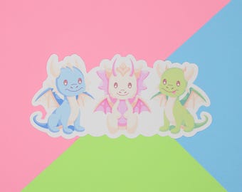 Freunde Drachen Sticker | Kawaii Vinyl Aufkleber | Gestanzte Aufkleber | Fantasy Drache Sticker