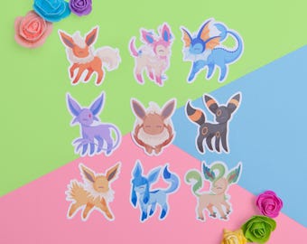 Cute Eeveelution Character Sticker Pack | Matte Vinyl Anime Stickers
