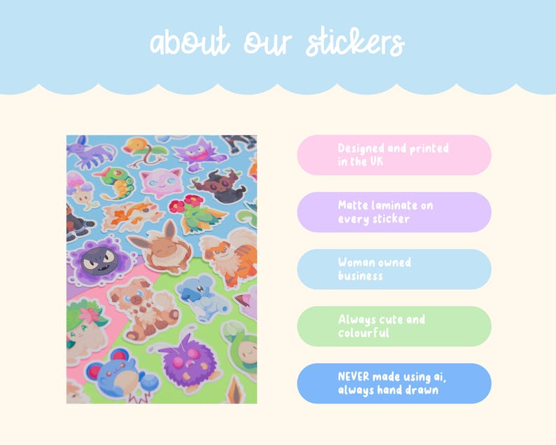 Fairy Character Sticker Pack | Anime Video Game | Pokemon Stickers | Die Cut Vinyl Sticker image 2