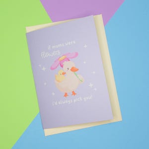 Tarjeta del Día de la Madre con forma de patito / Tarjeta de felicitación kawaii / Regalo para mamá