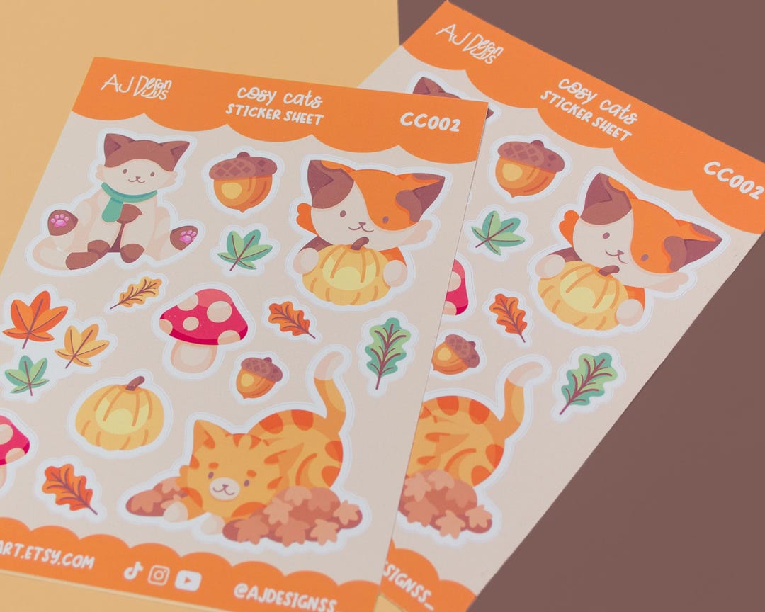 Cosy Cats Sticker Sheet | Cat Stickers | Cute Planner Stickers | Kawaii ...
