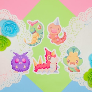 Klistermärkespaket med buggar | Stansade vinylklistermärken | Pokémon-klistermärken | Anime-videospel