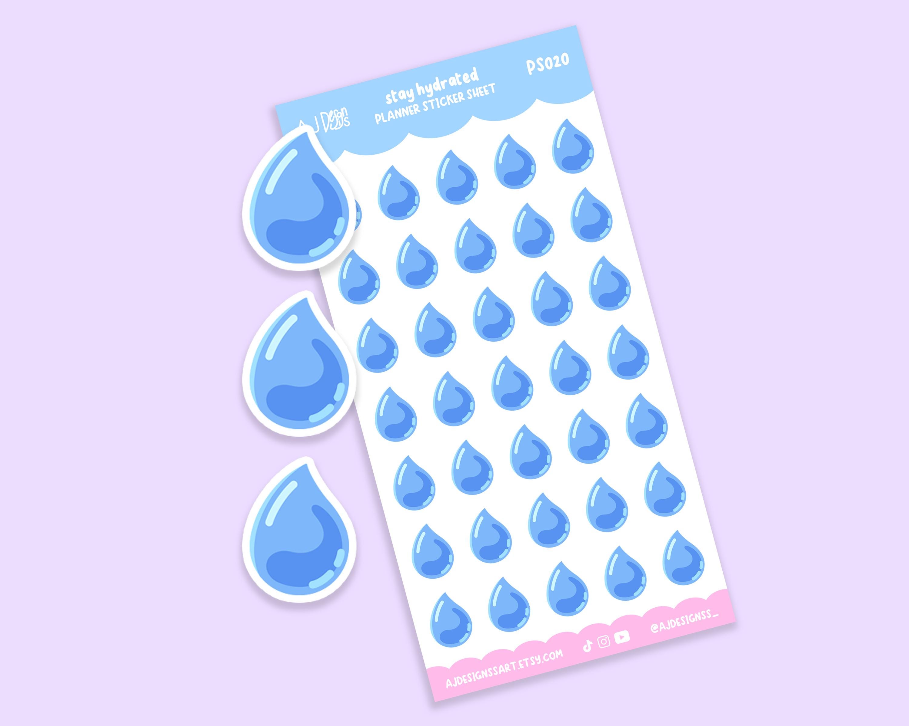 Water Hand Sticker Water Sticker Sheet | Stay Hydrated | Water Tracker Stickers | Matte ...