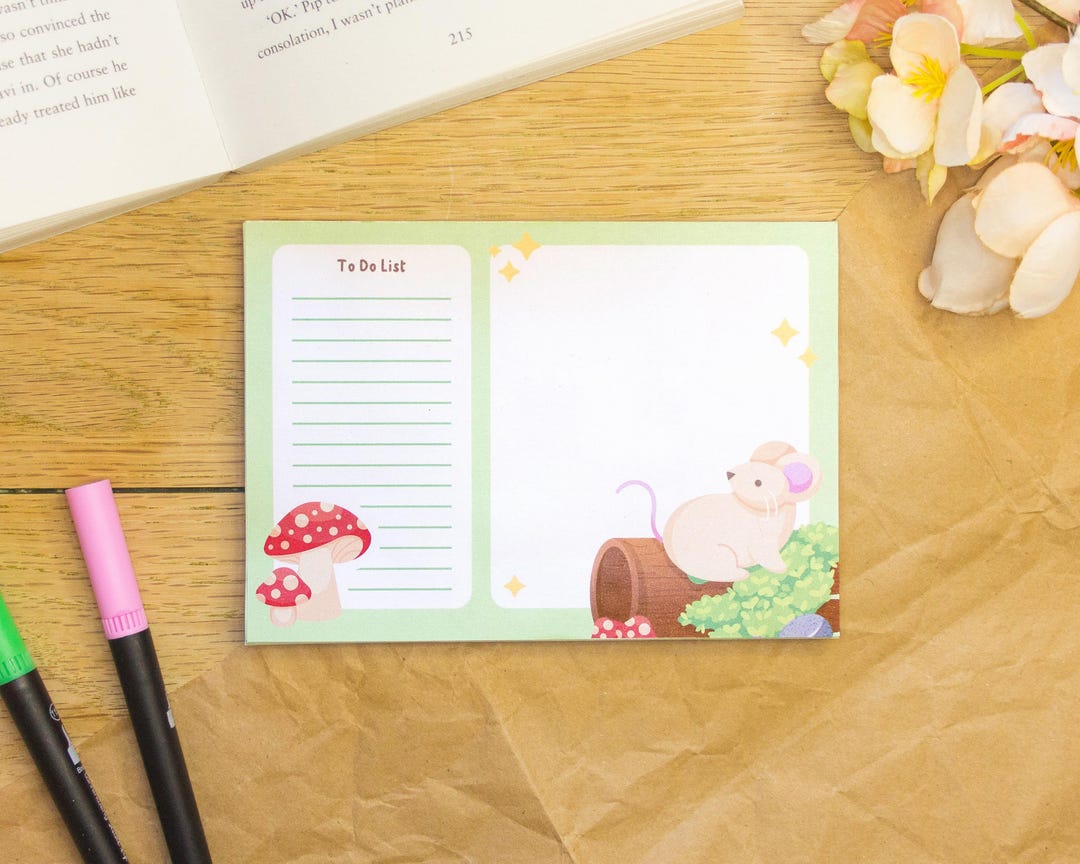 Notes Mouse Pad Mouse Memo Pad | Tear Away Notepad | 50 Sheets A6 Size | Kawaii ...