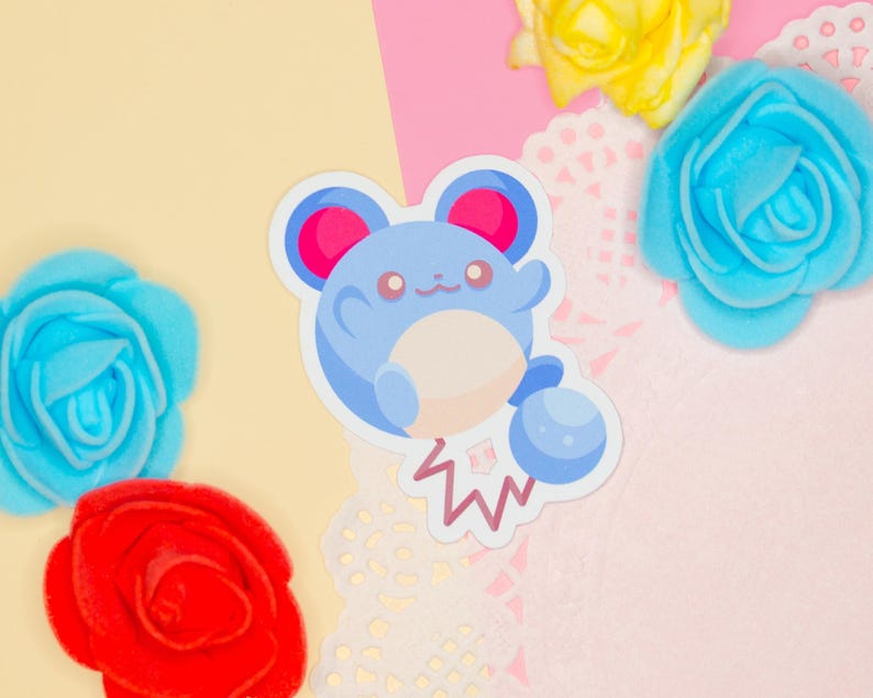 A kawaii vinyl sticker inspired by an anime video game.