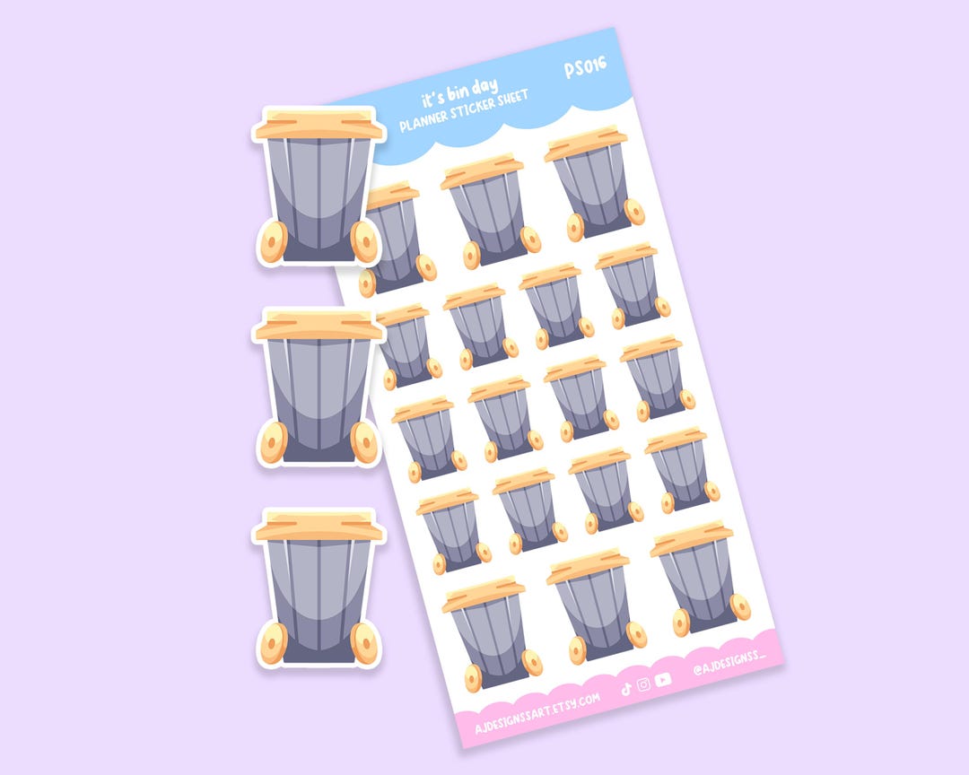 Normal Bin Day Sticker Sheet | Daily Task Planner Stickers | Matte ...
