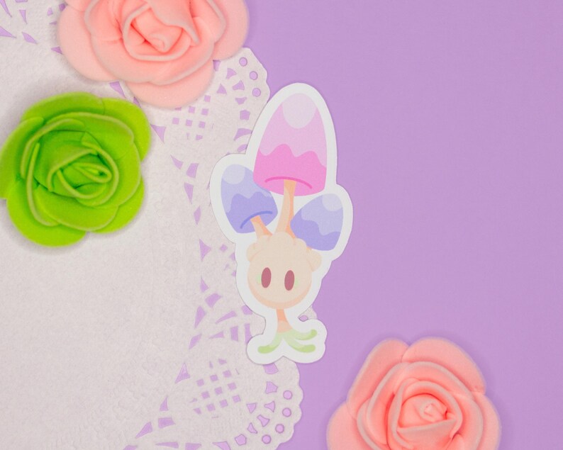 A mushroom inspired die cut vinyl sticker.