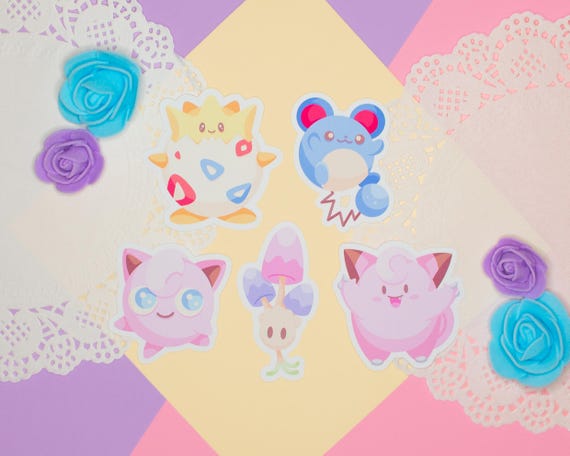 Fairy Character Sticker Pack | Anime Video Game | Pokemon Stickers | Die Cut Vinyl Sticker