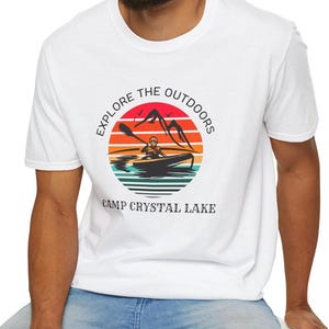 Friday The 13th, Enjoy The Outdoors - Unisex Softstyle T-Shirt, Jason Voorhees, Camp Crystal Lake, 80s Horror, Horror Gifts