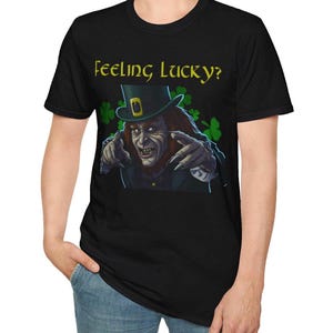 Feeling lucky leprechaun Unisex Softstyle T-Shirt st Patricks day horror tshirt, leprechaun movie shirt