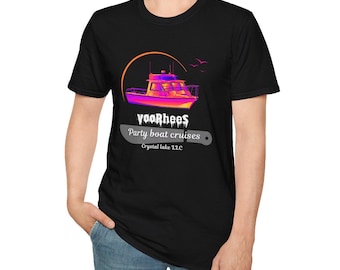 Friday the 13th, Voorhees Party Boat Cruises - Unisex Softstyle T-Shirt, Jason Voorhees, Camp Crystal Lake, 80s Horror, Horror Gifts