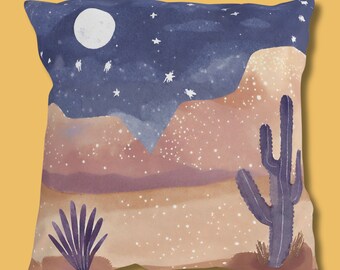 Southwestern Desert Night Abstract Outdoor Pillow - UV Resistant, Water Repellent - Patio Decor, Garden Accent - 16x16, 18x18, 20x20