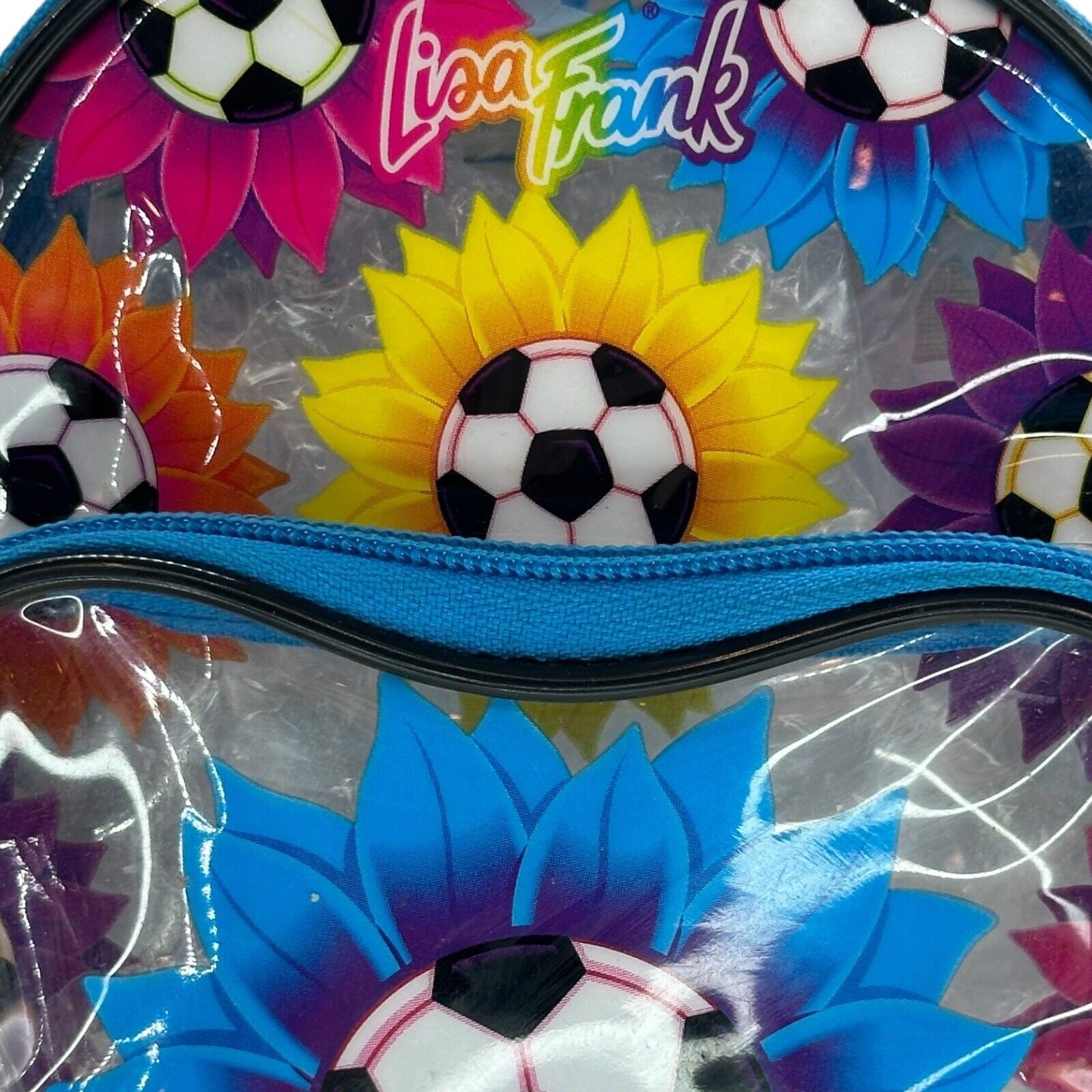 Lisa Frank Backpack Vinyl Clear Bright Rainbow Soccer Ball  display picture 2