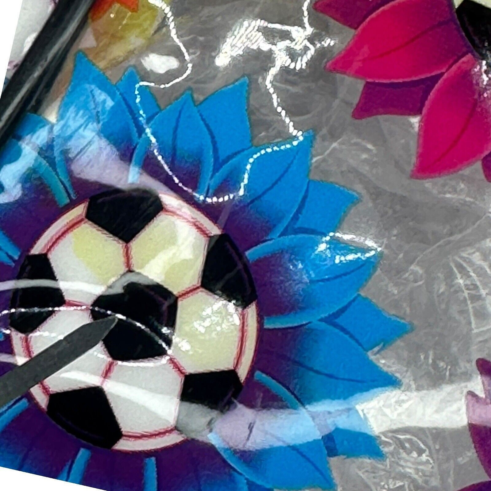 Lisa Frank Backpack Vinyl Clear Bright Rainbow Soccer Ball 
