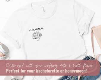 Custom Shirt for Bride | Wedding Date | Birth Flower