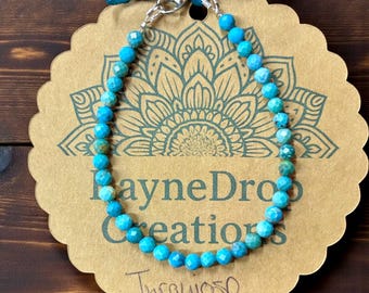 Faceted Turquoise Gemstone Bracelet | Blue Turquoise Bracelet | Minimalist Gemstone Jewelry | Handmade Bracelet | Stacking Bracelet