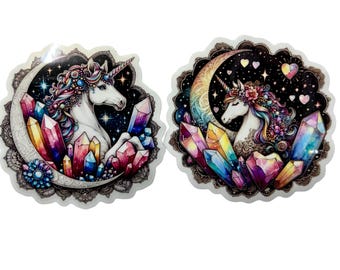 Mystical Creatures, Crystals and Moon Fantasy Stickers- 16 stickers
