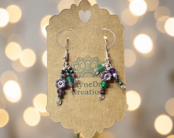 Boho Earrings. Artisan ruby zoisite, amazonite & amethyst