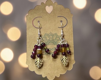 Boho Earrings. Artisan garnets, tourmaline