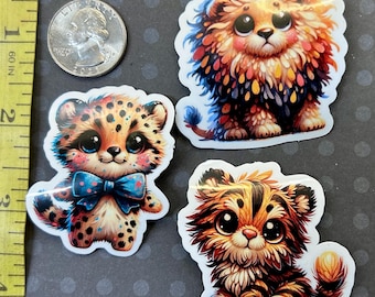 Exotic Animal Stickers: Waterproof Vinyl Decals, full Set of 14