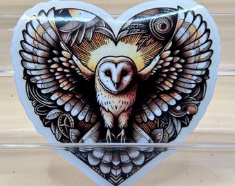 Barn Owl Heart Sticker (waterproof)