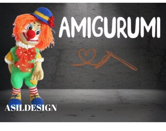 Amigurumi Crochet Clown Doll Pattern, PDF English Tutorial (Digital Download)