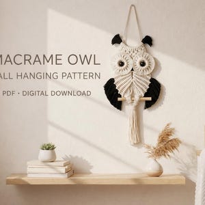 Makramee Eulen-Wandbehang-Muster | Boho Tier Wand Dekor | PDF Makramee-Anleitung für Anfänger