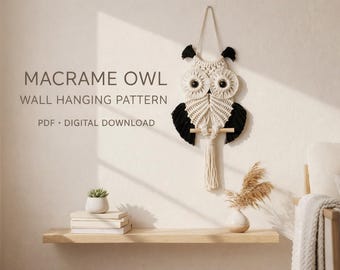 Patrón de búho de macramé / Adorno de pared estilo boho (patrón en PDF)