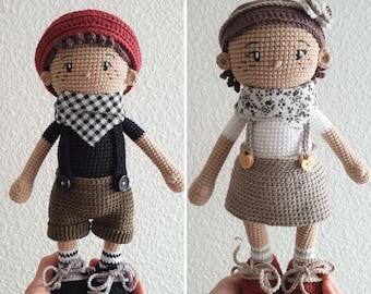 ANDY and ABRIL Crochet Doll Pattern, Amigurumi Doll Pattern, PDF English Tutorial