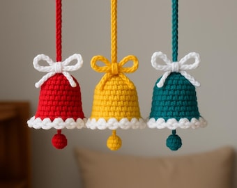 Crochet Christmas Bell Pattern, Easy Crochet Ornament, Beginner Christmas Crochet Pattern, Holiday Bell Tutorial, Amigurumi Bell Decoration
