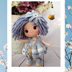 BLUE Crochet Doll Pattern, Amigurumi Doll Pattern, PDF English Tutorial zdjęcie 1