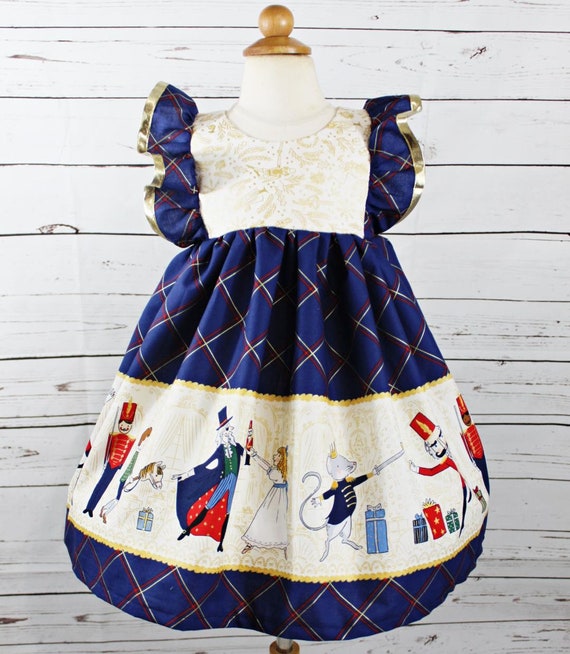 Girls Nutcracker Dress Baby Blue Christmas Dress Toddler