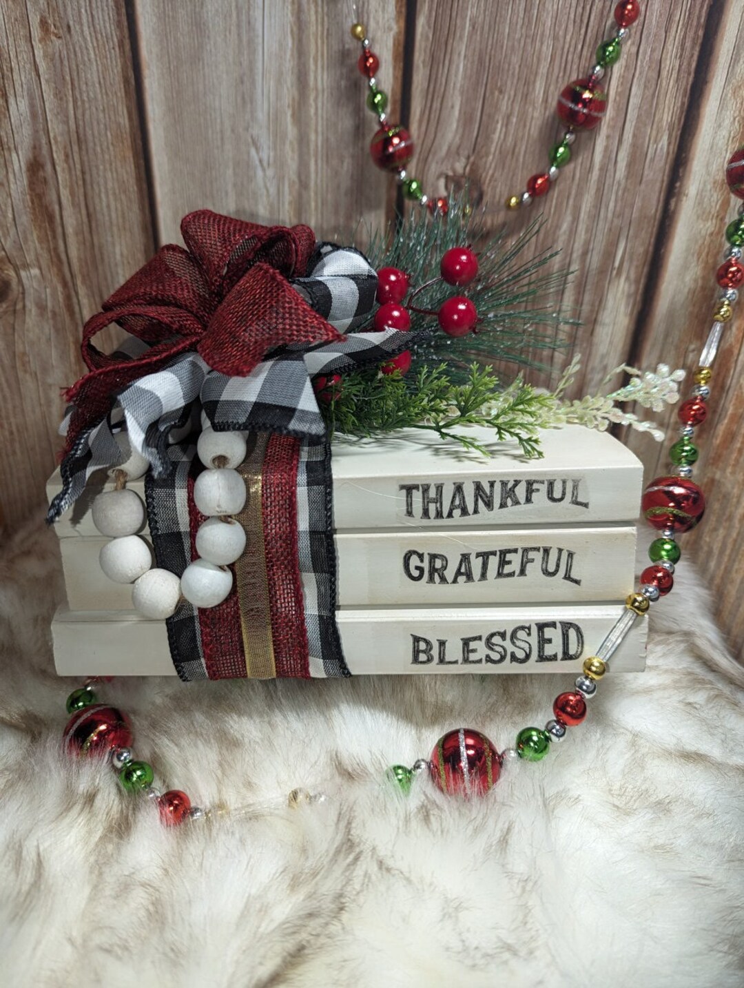 Christmas Rustic Book Stack - Etsy