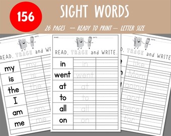 150+ Printable Sight Words | Kindergarten & 1st Grade Worksheets | Preschool Handwriting  Spelling Activities