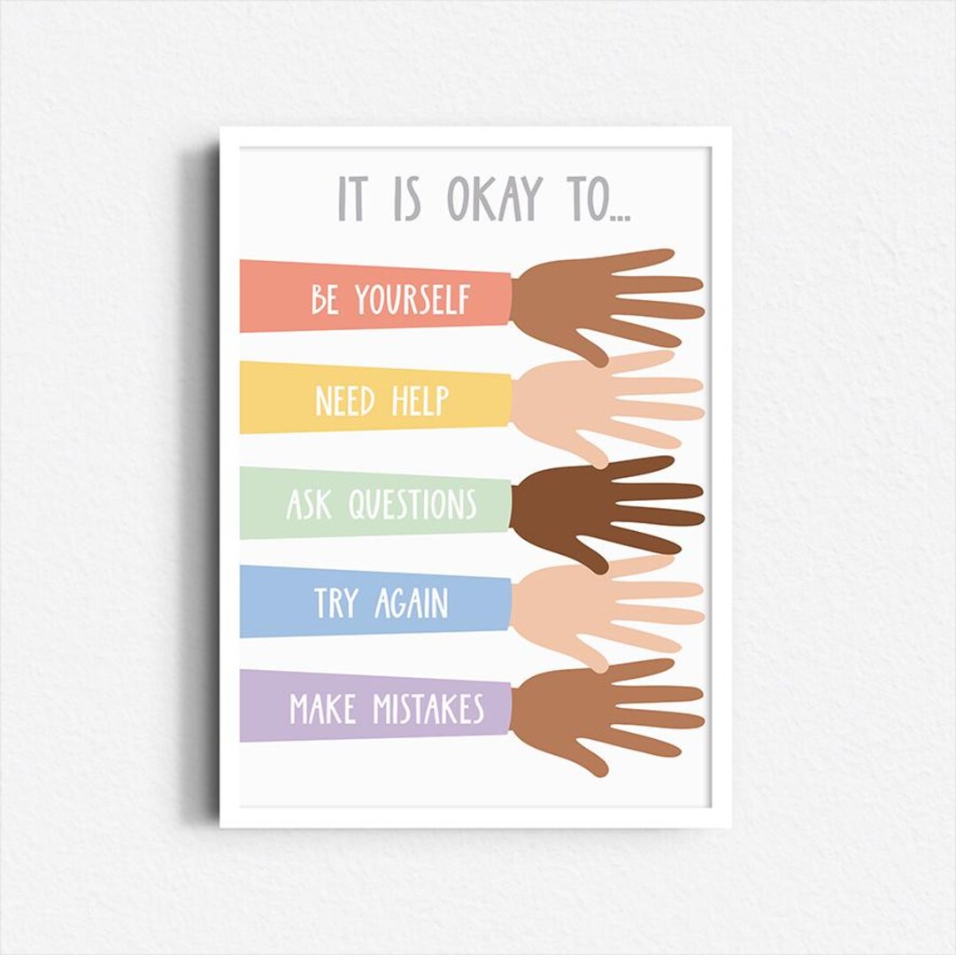 It's Okay to Not Be Okay Poster | Motivational Kids Art | Classroom ...