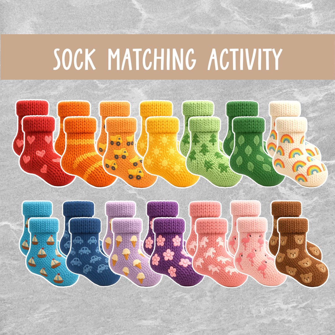 Sock Matching Game: Preschool Color & Pattern Activity (digital ...