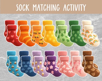 Socken-Zuordnungsspiel: Vorschul-Farb- & Musteraktivität (Digitaler Download)
