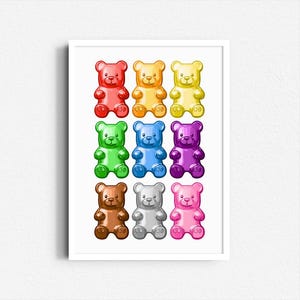 Gummy Bear Print | Colorful Candy Art | Fun Kitchen Decor | Pop Art Poster | Quirky Wall Art | Digital Download