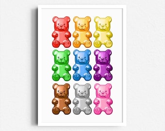 Colorful Gummy Bear Print: Fun Pop Art Kitchen Decor (Digital Download)
