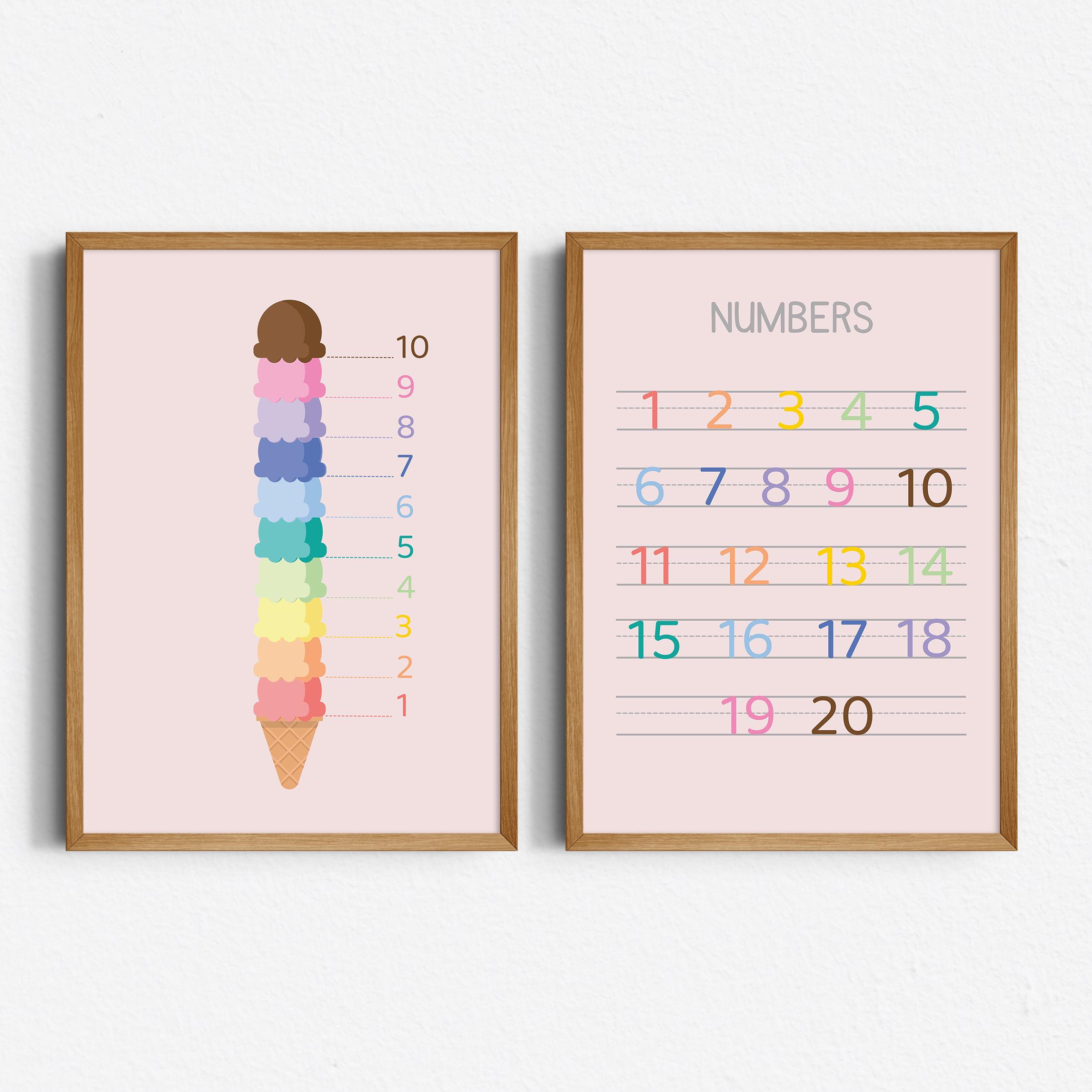 Number 123 Chart, Numbers 1-20, Educational Printables, Handwriting
