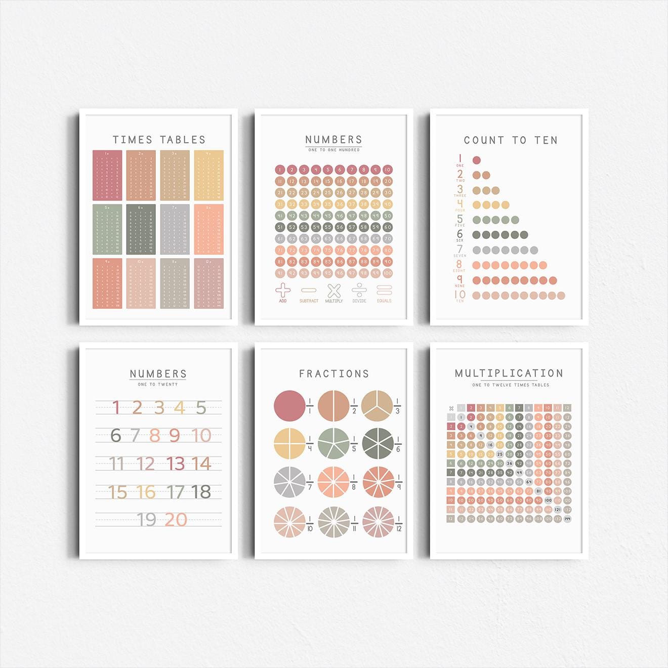 Boho Math Poster Set: Educational Prints for Kids (digital Download) - Etsy