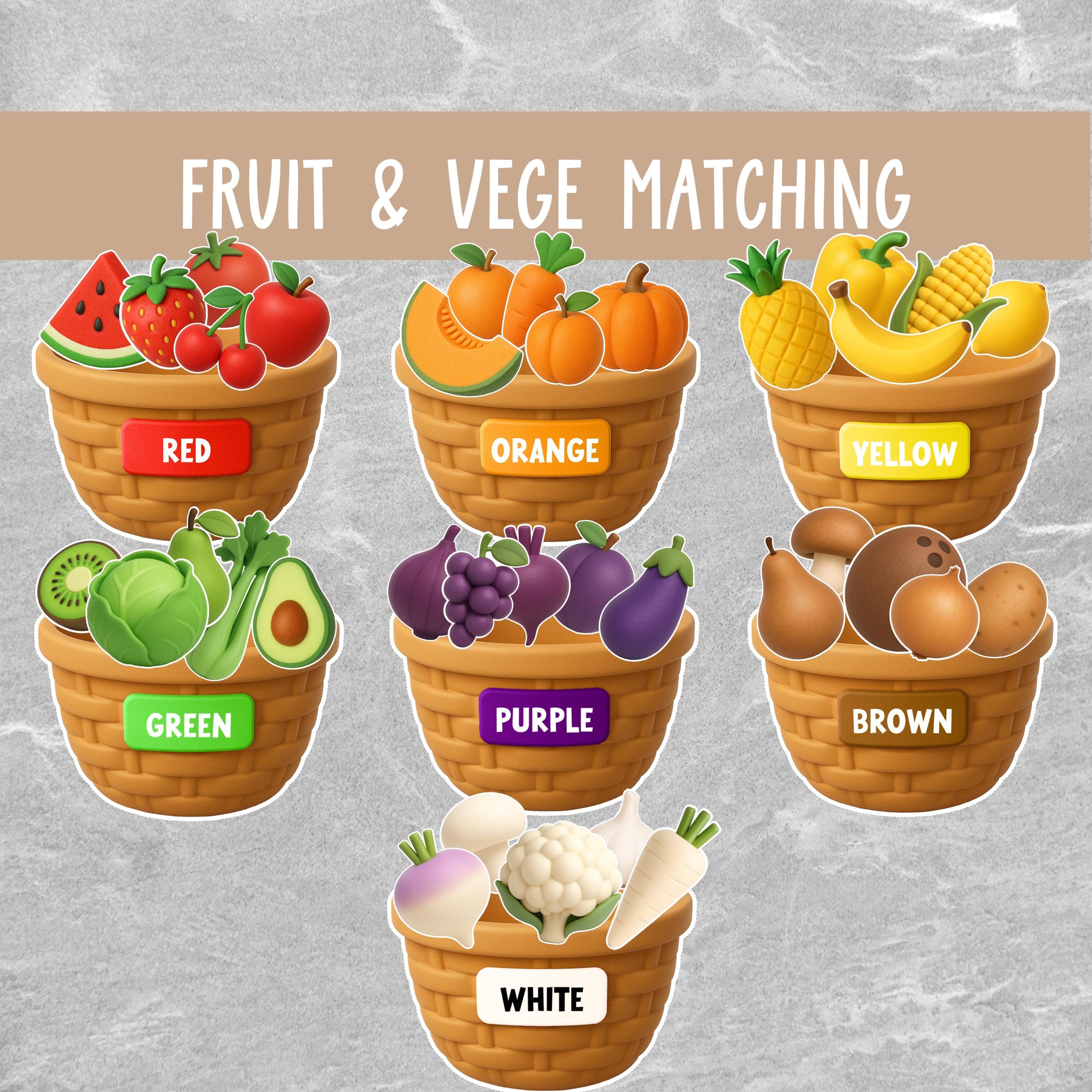Color Sorting Game: Fruits & Vegetables Matching Activity (digital
