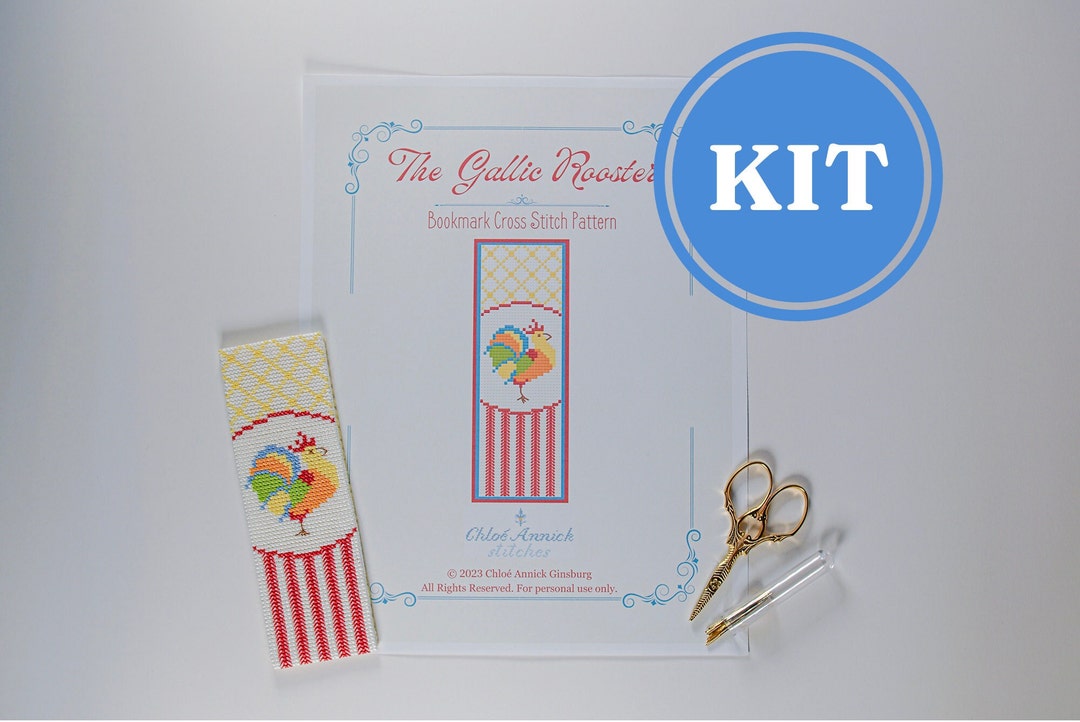 Kit Cross Stitch Bookmark Pattern Gallic Rooster KIT ONLY - Etsy