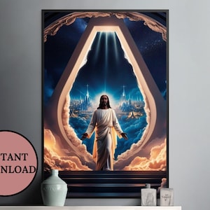 Celestial Heaven (48) AI Wall Art Jesus Christ Heavenly Kingdom Instant Download Digital Home Decor Spiritual Art Poster Wall Hanging