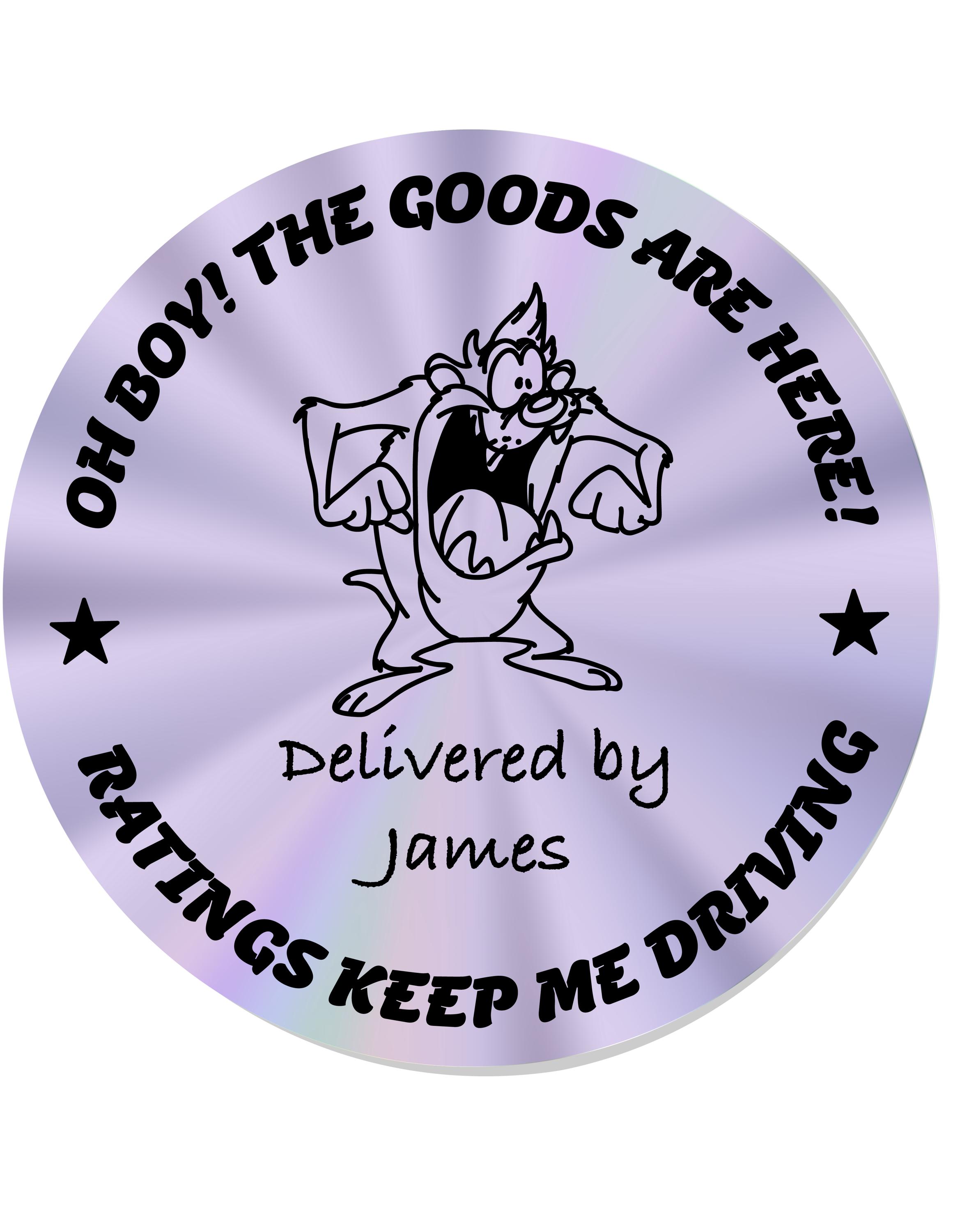 Taz Themed Food Delivery Stickers: UberEats, DoorDash, Grubhub