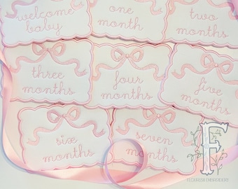 Embroidered Milestone Cards | Custom Milestone Cards | Baby Girl Milestone Cards