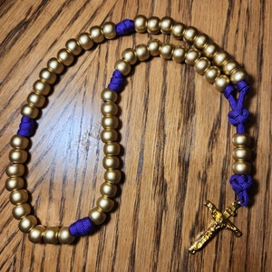 Paracord Catholic Rosary - Gold/Purple