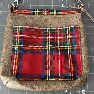 Women Brown Plaid Versatile Faux Leather Messenger Bag main image 1