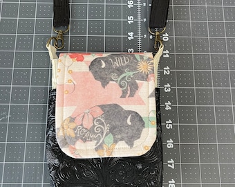 Crossbody Cellphone Purse - Buffalo with Faux Tooled Leather